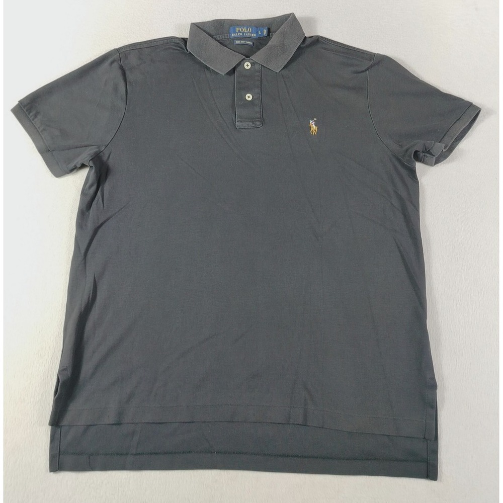 Polo Ralph Lauren Pima Soft Touch Polo Shirt Mens Large Gray Cotton Jersey Pony